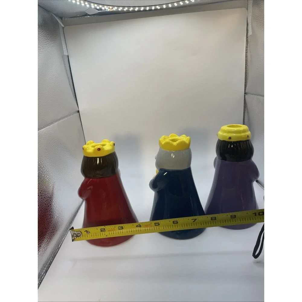 Three‎ 3 Wise Men Ceramic CHRISTMAS Candle Holders We Three Kings Magi Avon